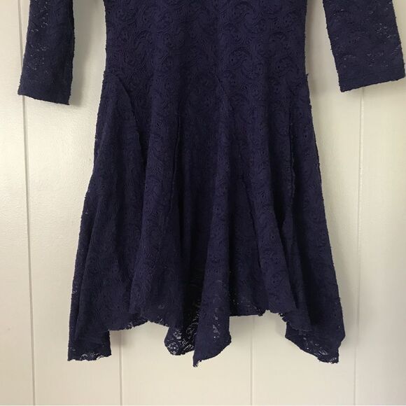 Free People Katya Paisley Lace Blue Asym Dress (S) - Picture 7 of 12